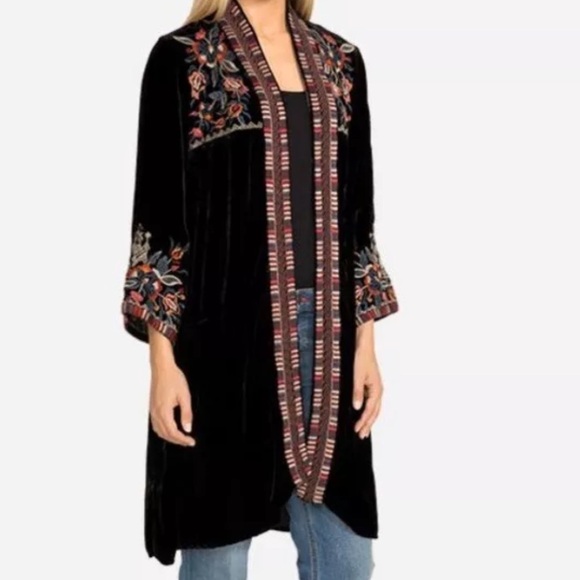 Johnny Was heavily embroidered velvet Claude tiered duster jacket NWT - Picture 2 of 13